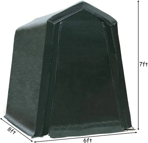 Vista 6 de ERGOMASTER Refugio de almacenamiento de cochera al aire libre de 6 pies x 8 pies, marco de metal y cubierta impermeable para motocicletas y coches