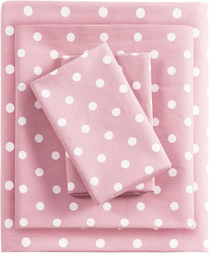 Intelligent Design Juego de sábanas de tamaño individual para niñas, 100% algodón percal, suave, sábana encimera y ajustable, funda de almohada,