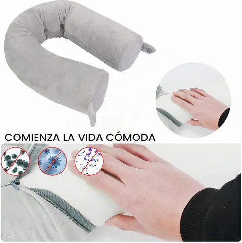 Vista 5 de Almohada de viaje de espuma viscoelástica giratoria para el cuello, se utiliza para cuello, barbilla, cintura y pierna, adecuada para aviones