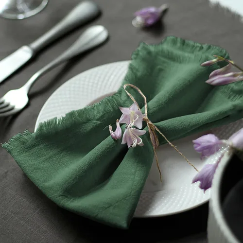 Vista 13 de Servilletas de tela hechas a mano 100% algodón con flecos, delicadas servilletas de tela hechas a mano para cenas, fiestas, bodas y más, 18 x 18