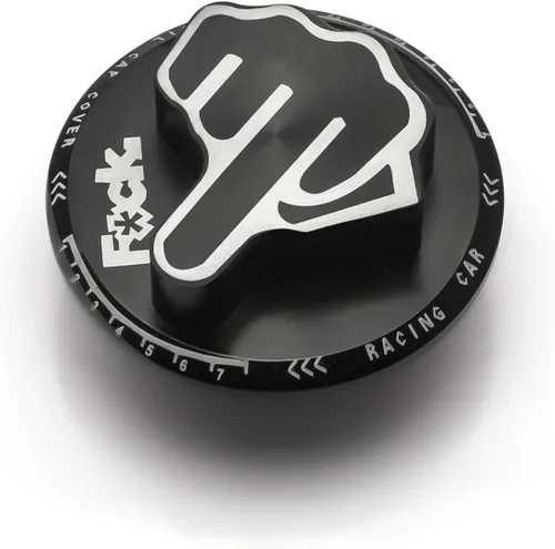 Vista 4 de x xotic tech Tapa de combustible para tanque de llenado de aceite de motor, patrón de dedo medio de aluminio, compatible con Honda y Acura (negro)