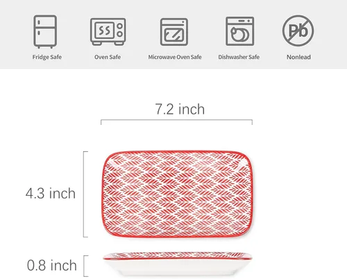 Vista 2 de Selamica Platos rectangulares de ensalada, platos de postre de cerámica de 7.1 pulgadas, platos pequeños para aperitivos, aperitivos, sushi, frutas