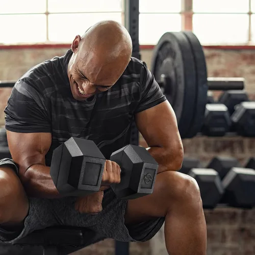 Vista 5 de Philosophy Gym Mancuernas hexagonales con revestimiento de goma, pares