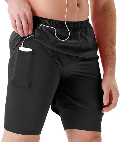 TENJOY Pantalones cortos de correr 2 en 1 para hombre, de 5 o 7 pulgadas, de secado rápido, pantalones cortos de entrenamiento atlético para hombres