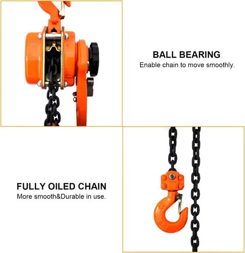 Vista 5 de Polipasto de cadena de palanca de 3300 libras, 10 pies, 1-1/2 toneladas, polipastos de tracción de trinquete para elevación resistente