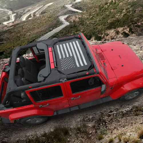Vista 6 de Voodonala Parasol para Jeep JK, parasol para parte superior de bikini, protección solar, malla de protección solar para Jeep Wrangler JK JKU Negro