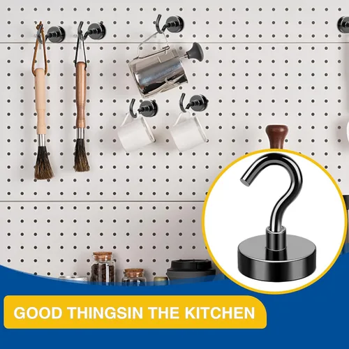 Vista 6 de E BAVITE Magnetic Hooks,50 LB Heavy Duty Magnet with Hook,10 Packs Cruise Cabin Ship Essentials Heavy Duty Strong Magnets Refrigerator Fridge