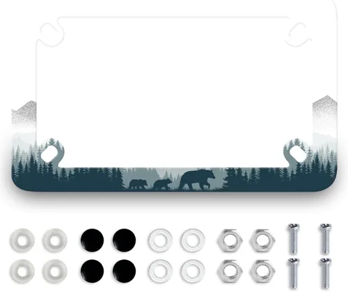 Vista 20 de Marco de placa de matrícula de bandera estadounidense para motocicleta, marco retro de placa de matrícula de EE. UU. de acero inoxidable, divertido
