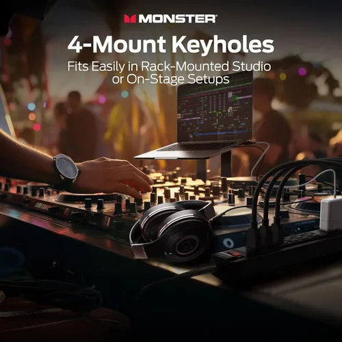 Vista 7 de Monster Regleta de Protección contra Sobretensiones Power Strip Pro MI con Clasificación de 1350 Julios — Regletas de 7 Salidas con Protección