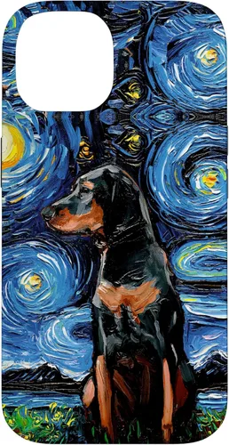 Vista 4 de Black and Tan Coonhound Starry Night Art – Dog Lover Gift Case for iPhone 17