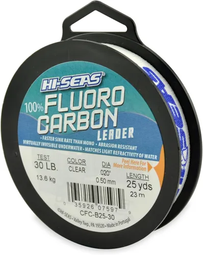 Vista 25 de HI-SEAS Líder de línea de pesca 100% fluorocarbono, líder invisible transparente, indetectable para peces, hundimiento rápido, 6 libras a 400 libras