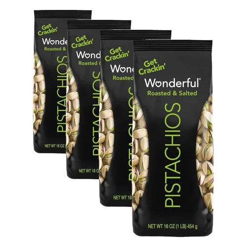 Vista 16 de Wonderful Pistachos con cáscara, nueces tostadas y saladas, bolsa de 8 onzas, aperitivo saludable, aperitivo proteico, elemento básico de la despensa