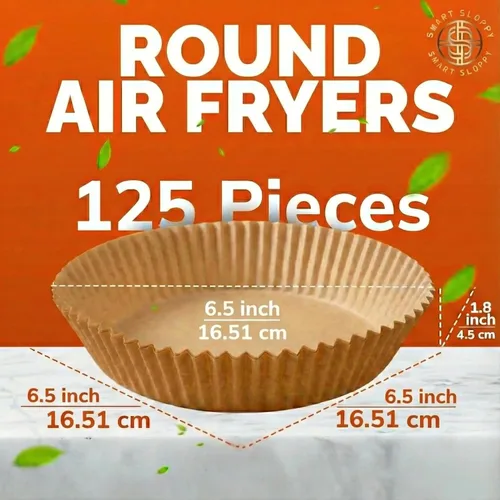 Vista 3 de Forros para freidora de aire, forro de papel pergamino desechable, insertos de cesta de freidora de aire, hojas de filtro (125, 8 pulgadas, redondas)