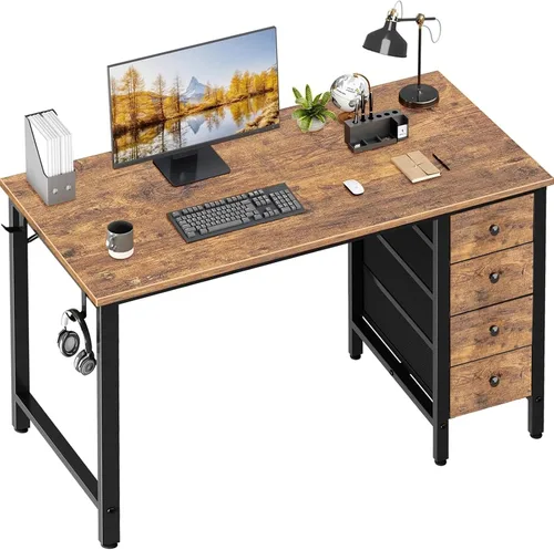 Vista 13 de Lufeiya Escritorio pequeño para juegos con 4 cajones de tela, 40 pulgadas, lindo escritorio de estudio para niños, niñas y adolescentes