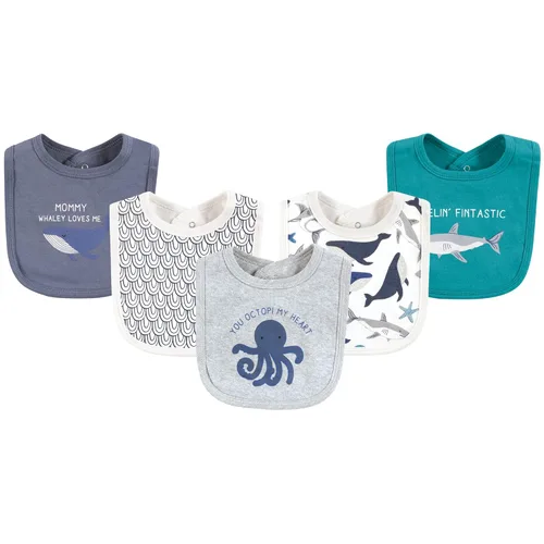 Vista 9 de Touched by Nature - Baberos unisex de algodón orgánico para bebé, cacahuete azul, talla única
