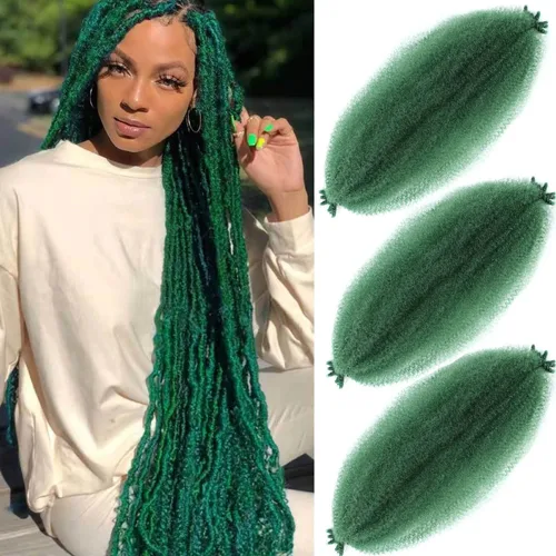 Vista 24 de Cabello Afro Twist de 30 Pulgadas 2 Paquetes, Cabello Afro Twist Elástico Pre Esponjado Cabello Spring Twist Pre Estirado Cabello para Envolver