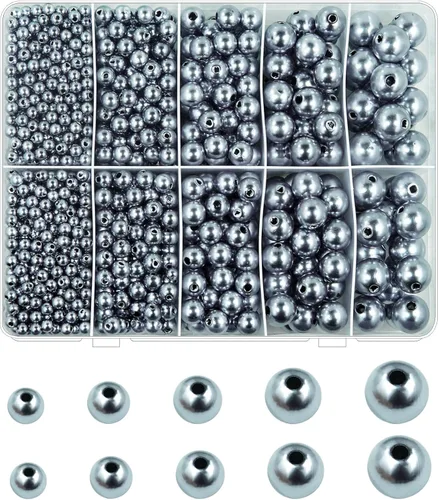 Vista 45 de Perlas de Perla Negra para Hacer Joyas, 1750 piezas de Perla Negra para Manualidades con Agujero de 4 mm 6 mm 8 mm 10 mm 12 mm Perla Espaciadora