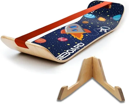 GIBBON SlackBoard - GiBoard Balance Board Kids & Adults - Slackline Balance Trainer - Slack Board Core Workout Equipment Home Gym Training -