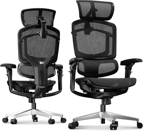 Vista 13 de FLEXISPOT ErgoX - Silla de oficina ergonómica premium con reposapiés, reposabrazos 3D ajustables, soporte lumbar dinámico, función de reclinación e
