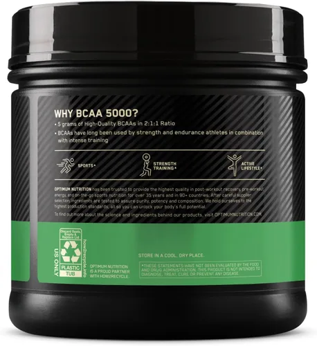 Vista 7 de Optimum Nutrition Polvo de BCAA instantáneo, sin sabor, apto para dieta cetogénica, aminoácidos esenciales de cadena ramificada, 5000 mg, 60