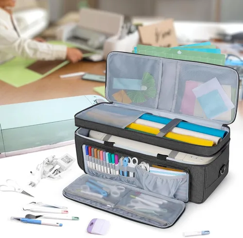 Vista 7 de LUXJA Estuche de transporte de doble capa compatible con máquina troqueladora Cricut, bolsa de 2 capas compatible con Cricut Explore Air (Air 2)