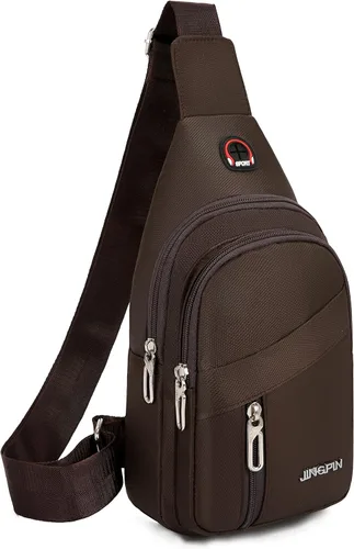YERCHIC Small Sling Bag for Men Crossbody One Strap Casual Daypack Bag with Earphone Hole for Travel Outdoor Sports