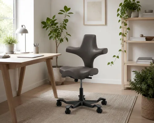 Vista 26 de HAG Capisco Sit to Stand Chair-Blush Rose Frame-Upholstered Black Onyx Vinyl