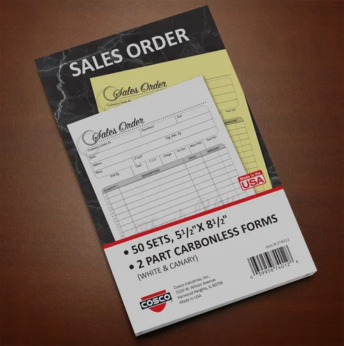 Cosco® Libro de formularios de pedidos de ventas con antideslizante, artístico, 5 1/2 "x 8 1/2", 2 partes sin carbono, 50 juegos (074012)