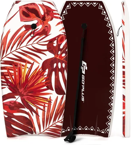 Vista 14 de Goplus Bodyboard para playa, 33/37/41 pulgadas, tabla de cuerpo ligero con correa de muñeca, núcleo EPS, cubierta XPE, parte inferior lisa de HDPE
