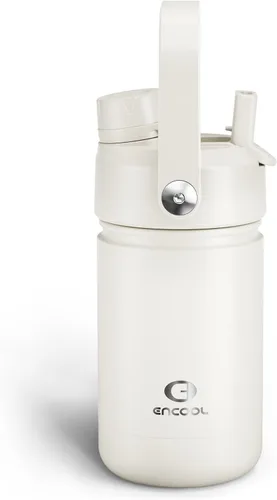 Vista 62 de Botella de agua aislada para niños con popote, botella de agua de acero inoxidable de 12 onzas con boquilla doble, a prueba de fugas, sin BPA, al