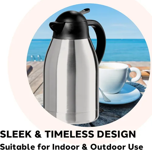 Vista 5 de OGGI Catalina - Jarra térmica de acero inoxidable de 68 onzas, contenedor al vacío de doble pared con botón superior, jarra de café aislada, jarra