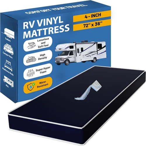 Vista 14 de Greaton, Repuesto de colchón de espuma de alta densidad de 4 pulgadas con funda de vinilo de nailon, impermeable, firmeza media, camión y litera