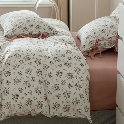 Vista 51 de EAVD Juego de edredón floral con volantes estilo jardín francés Full microfibra suave y esponjosa elegante shabby chic juego de ropa de cama floral
