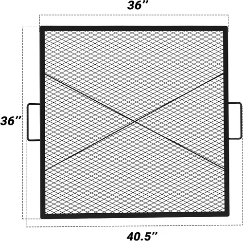 Vista 2 de onlyfire X-Marks Parrilla Cuadrada para Fogata, Parrilla Cuadrada para Cocinar al Aire Libre, Rejilla de Acero Extra Resistente para Fogata BBQ