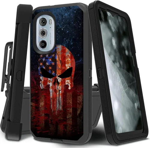Vista 60 de Funda para Motorola Edge 2021 / Moto Edge 5G UW, protección resistente de 3 capas híbridas a prueba de golpes con funda de clip para cinturón