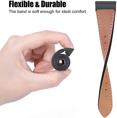 Vista 3 de Correa de cuero compatible con Fitbit Charge 3/Charge 4, bandas de cuero genuino de repuesto para mujeres y hombres