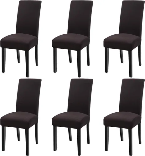 Vista 23 de Fuloon Paquete de 4 Fundas Protectoras para Asientos de Sillas de Comedor Súper Ajustadas Elásticas Extraíbles Lavables Cortas para Hotel, Comedor