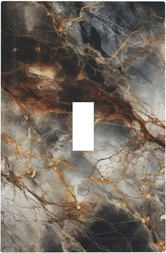 Vista 437 de Cubiertas de salida de impresión de líneas doradas de granito de mármol marrón, 1 palanca y 1 combinación basculante, placa decorativa de pared