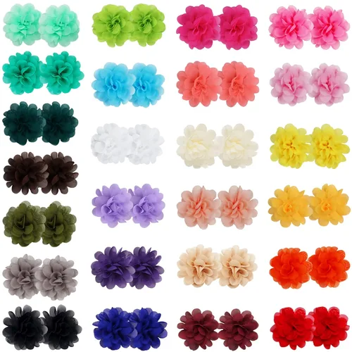Vista 2 de WillingTee 50 lazos de gasa para el pelo de 2 pulgadas, clips pequeños para niñas, totalmente forrados, antideslizantes, accesorios para el cabello