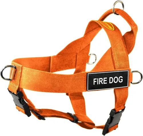Dean & Tyler DT Universal No Pull Dog Harness with Fire Dog Patches, Orange, X-Small