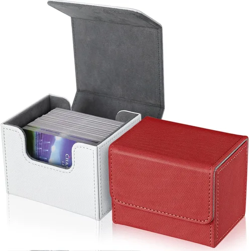 Vista 10 de Weewooday 2 Cajas de Cartas de Mazo de Cuero de Gran Tamaño Caben Más de 100 Cartas con Fundas Juego de Mazo para Cartas Coleccionables Jugables