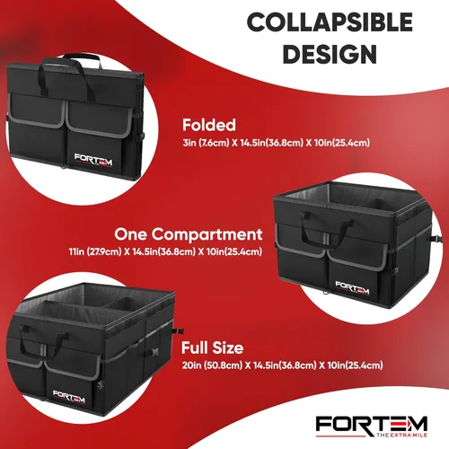 Vista 6 de FORTEM Organizador de maletero de coche (negro, estándar) + parasol grande para parabrisas