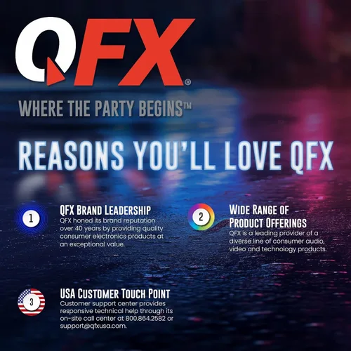 Vista 7 de QFX PBX-616SM - Altavoz recargable Bluetooth de 15 pulgadas con luces LED, micrófono y soporte, color negro