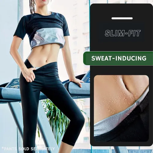 Vista 7 de Nano Hertz Traje de sudor para sauna, moldeador de cuerpo, camiseta de manga larga para mujer