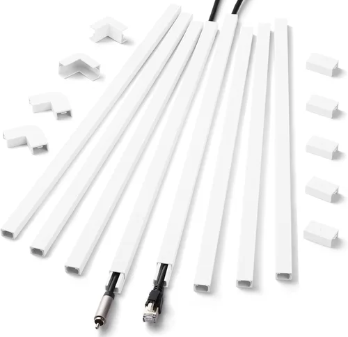 Pared oculta de cable para un cable, cubiertas de cable de 136 pulgadas para cables en la pared, cubierta de cable de pared fácil de instalar, Blanco