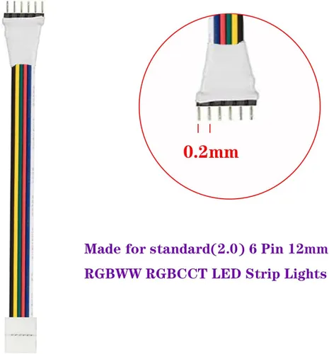 Vista 2 de Conectores de tira LED, 6 pines 0.472 in, 8 piezas impermeables, 2 cables de extensión, 10 conectores sin huecos