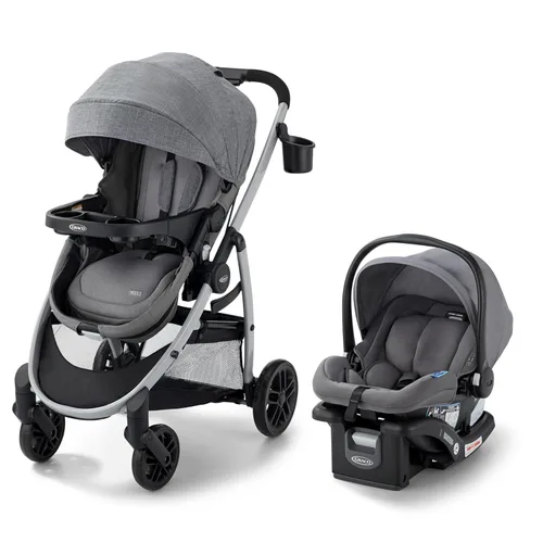 Vista 9 de Graco Modes Pramette Cochecito de bebé convertible en moisés auténtico, asiento reversible, almacenamiento extra, bandeja para niño, plegable