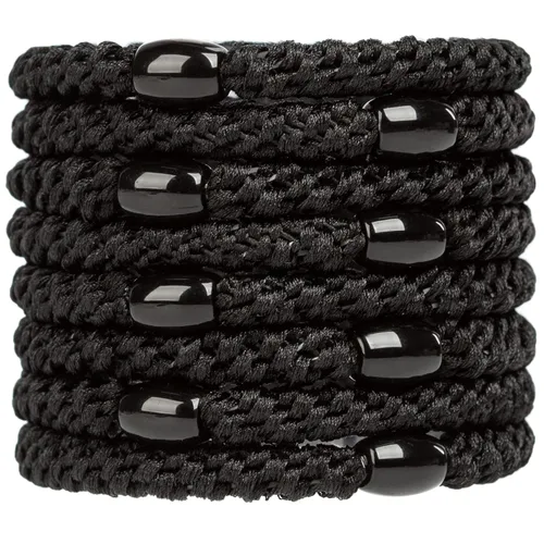 Vista 21 de AXEN 8 ligas elásticas para el cabello para mujeres y niñas, bandas de algodón suaves tejidas para coletas para cabello grueso y cabello rizado