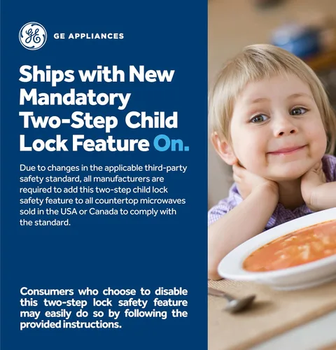 Vista 2 de GE Horno microondas para encimera, compacto de 1.1 pies cúbicos, capacidad de 950 vatios, 6 ajustes de cocción automática, tecnología de bloqueo