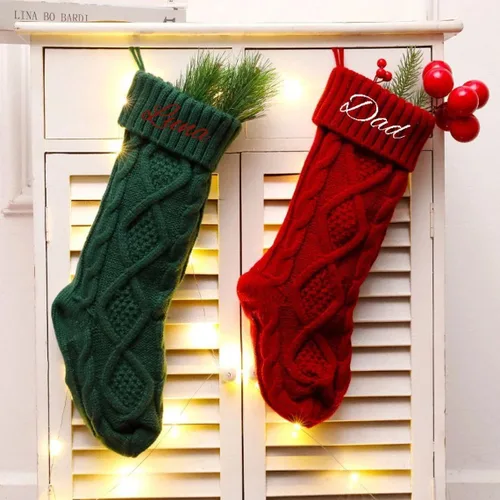Vista 2 de Custom Christmas Stocking Personalized Name- Customized Stockings for Christmas Stocking with Name Personalized Christmas Stockings Green Stockings